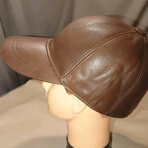 Zabari Genuine Leather Brown Chocolate Baseball Cap Hat Classic Size 7